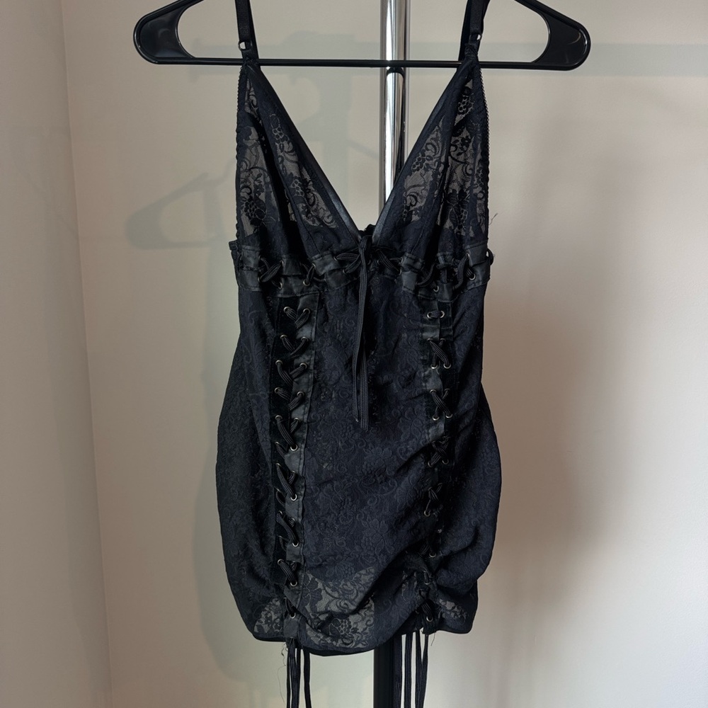 Black lace up corset dres